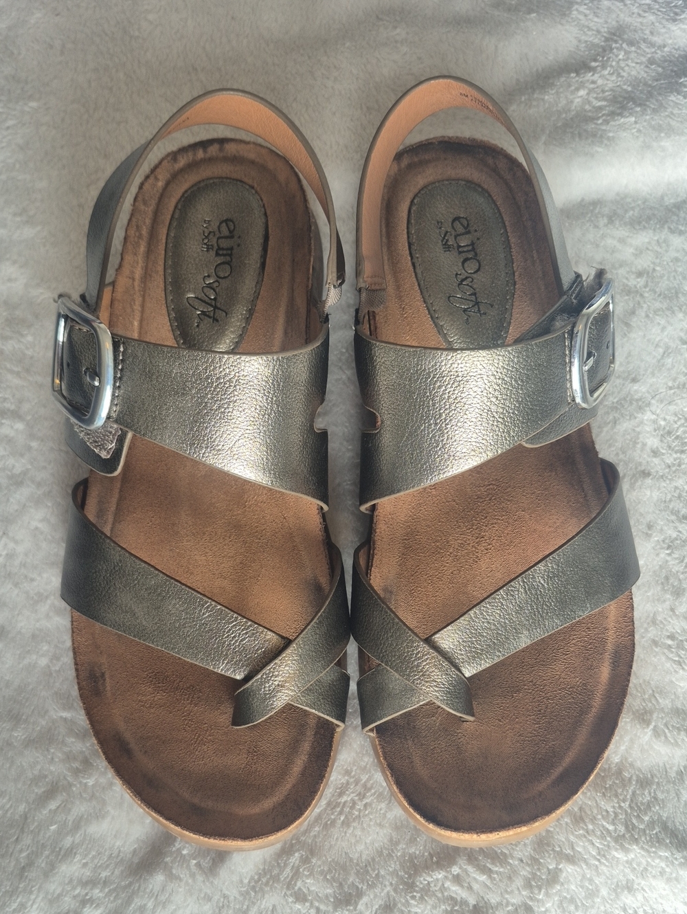 EuroSoft Metallic Silver Women's Slingback Sandals